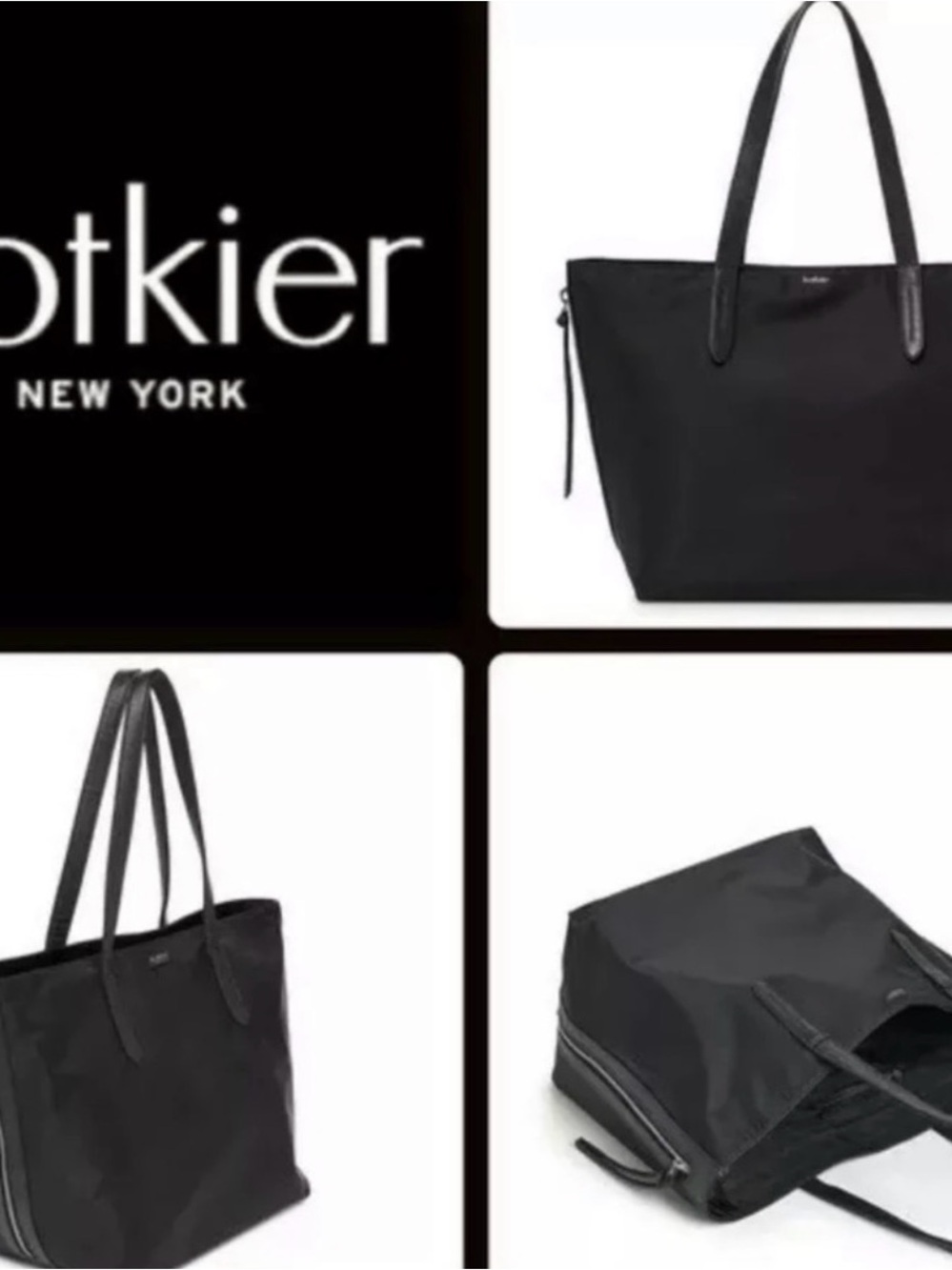 Botkier Black Nylon Tote with Leather Trim